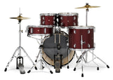 PDP CENTER Stage Drum Kit, 5pc, 20" W/ Hardware and Cymbals - Ruby Red Sparkle