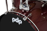 PDP CENTER Stage Drum Kit, 5pc, 20" W/ Hardware and Cymbals - Ruby Red Sparkle