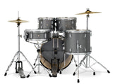 PDP CENTER Stage Drum Kit, 5pc, 20" W/ Hardware and Cymbals - Silver Sparkle