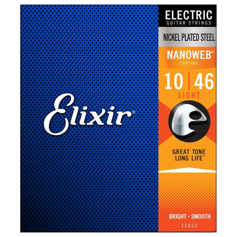 Elixir 12052 NANOWEB Light Electric Guitar Strings, 10-46