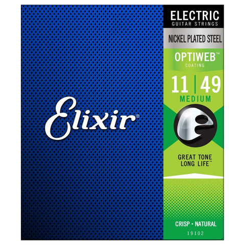 Elixir 19102 OPTIWEB Coated Electric Guitar Strings, 11-49