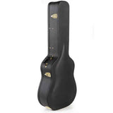 Koda Acoustic Guitar Wooden Case, Arch Top, 7mm Red Plush Interior, BLACK