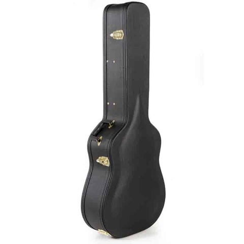 Koda Acoustic Guitar Wooden Case, Arch Top, 7mm Red Plush Interior, BLACK