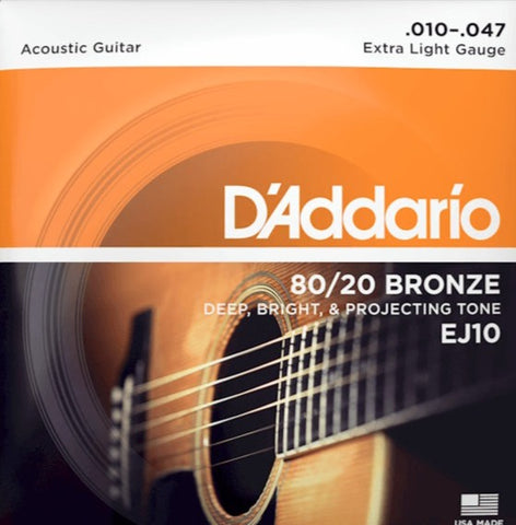 Daddario EJ10 .010 Gauge Acoustic Guitar Strings