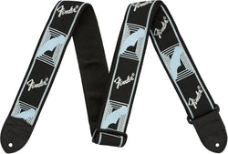 Fender Monogrammed Black Light Grey And Blue Guitar Strap