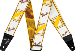 Fender Weighless Monogram White Brown Yellow Guitar Strap