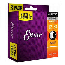 Elixir 16539 Bronze Acoustic 12-53 – 3 Pack