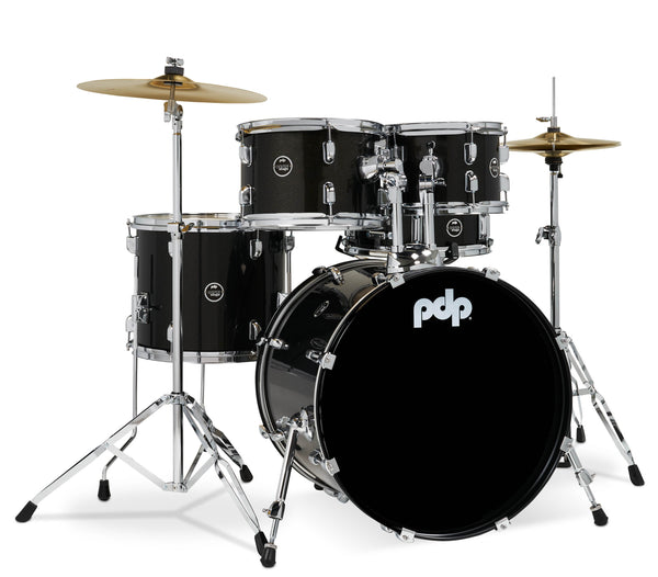 PDP CENTER Stage Drum Kit, 5pc, 20" W/ Hardware and Cymbals - Iridescent Black