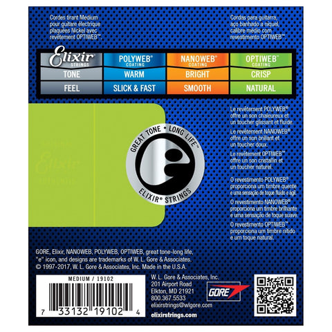 Elixir 19102 OPTIWEB Coated Electric Guitar Strings, 11-49