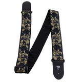 Perris BLACK/GOLD JACQUARD GUITAR STRAP