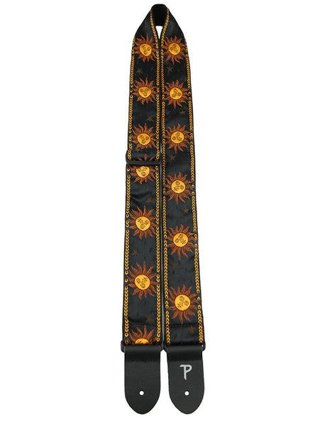 Perris Yellow Suns On Black Jacquard Guitar Strap