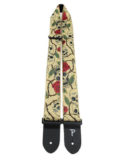 Perris Skulls/Roses Jacquard Guitar Strap