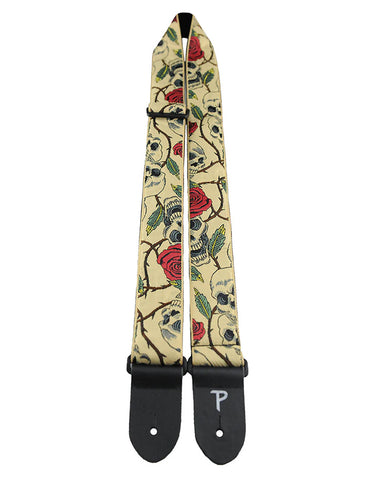 Perris Skulls/Roses Jacquard Guitar Strap