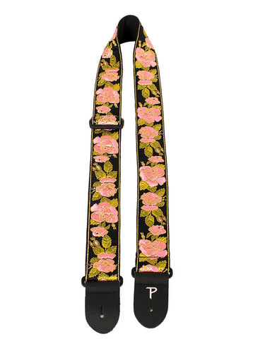 Perris Pink/Black Flower Jacquard Guitar Strap