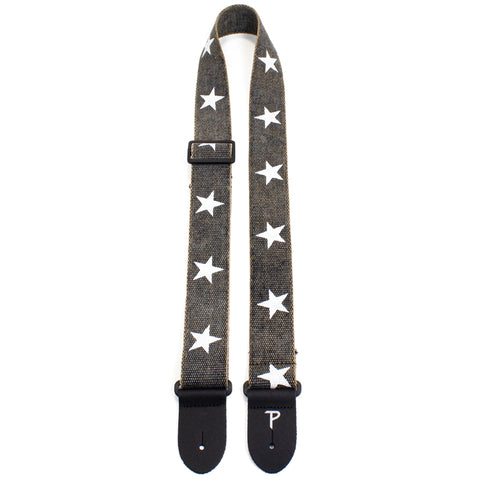 Perris White Stars on Distressed Grey Guitar Strap