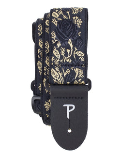 Perris BLACK/GOLD JACQUARD GUITAR STRAP