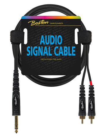 Boston Audio Signal Cable, 2x RCA to 6.3mm Jack Stereo, 0.30 meter