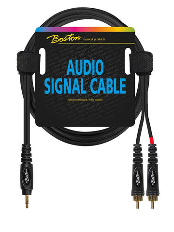 Boston Audio Signal Cable, 2x RCA to 3.5mm Jack Stereo, 3.00 Meter