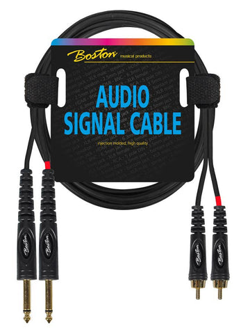 Boston Audio Signal cable, 2x RCA to 2x 6.3mm Jack Mono, 0.30 meter