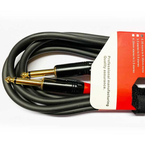 Koda 10FT/ 3M Instrument Cable, Gold-Plated 6.35mm Mono Jack – 6.35mm Mono Jack, Black