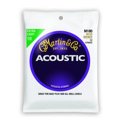 Martin M180 .010 Gauge Acoustic Guitar Strings (12 Strings)
