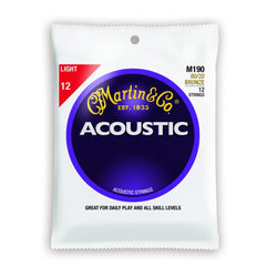 Martin M190 .012 Gauge Acoustic Guitar Strings (12 String Set)