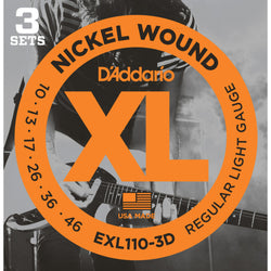 Daddario EXL110-3D . 010 Gauge Electric Guitar Strings (3 Sets)