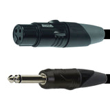 Enova 3 m XLR female to 1/4" plug 2 pole microphone cable EC-A1-XLFPLM2-3